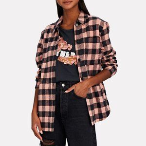 NWT RAILS James Buffalo Plaid Button-Up Shirt Jacket Peach Pink Black XS $198